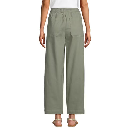 Women High Rise Straight Leg Drawstring Ankle Pants Casual Fit