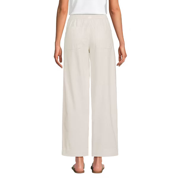 Women High Rise Straight Leg Drawstring Ankle Pants Casual Fit