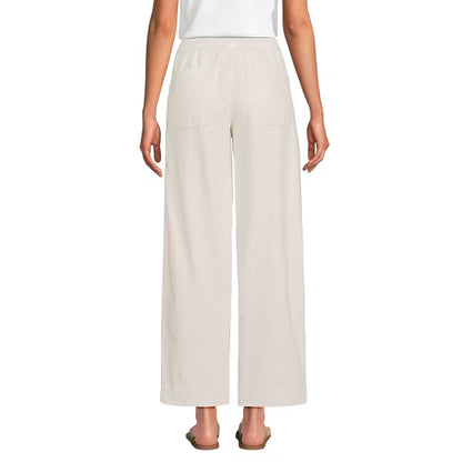 Women High Rise Straight Leg Drawstring Ankle Pants Casual Fit