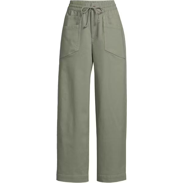 Damen High Waist Gerade Bein Kordelzug Knöchellange Hose Lässige Passform