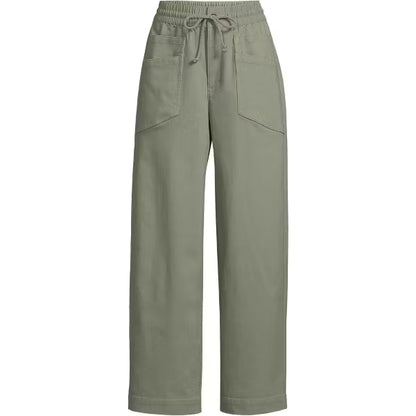 Women High Rise Straight Leg Drawstring Ankle Pants Casual Fit