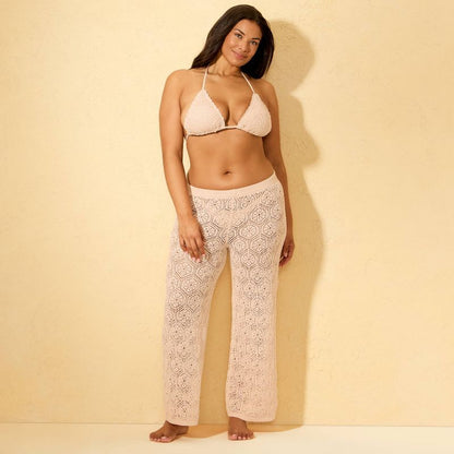 Women Crochet Cover Up Pants Lightweight Beach Summer Bottom