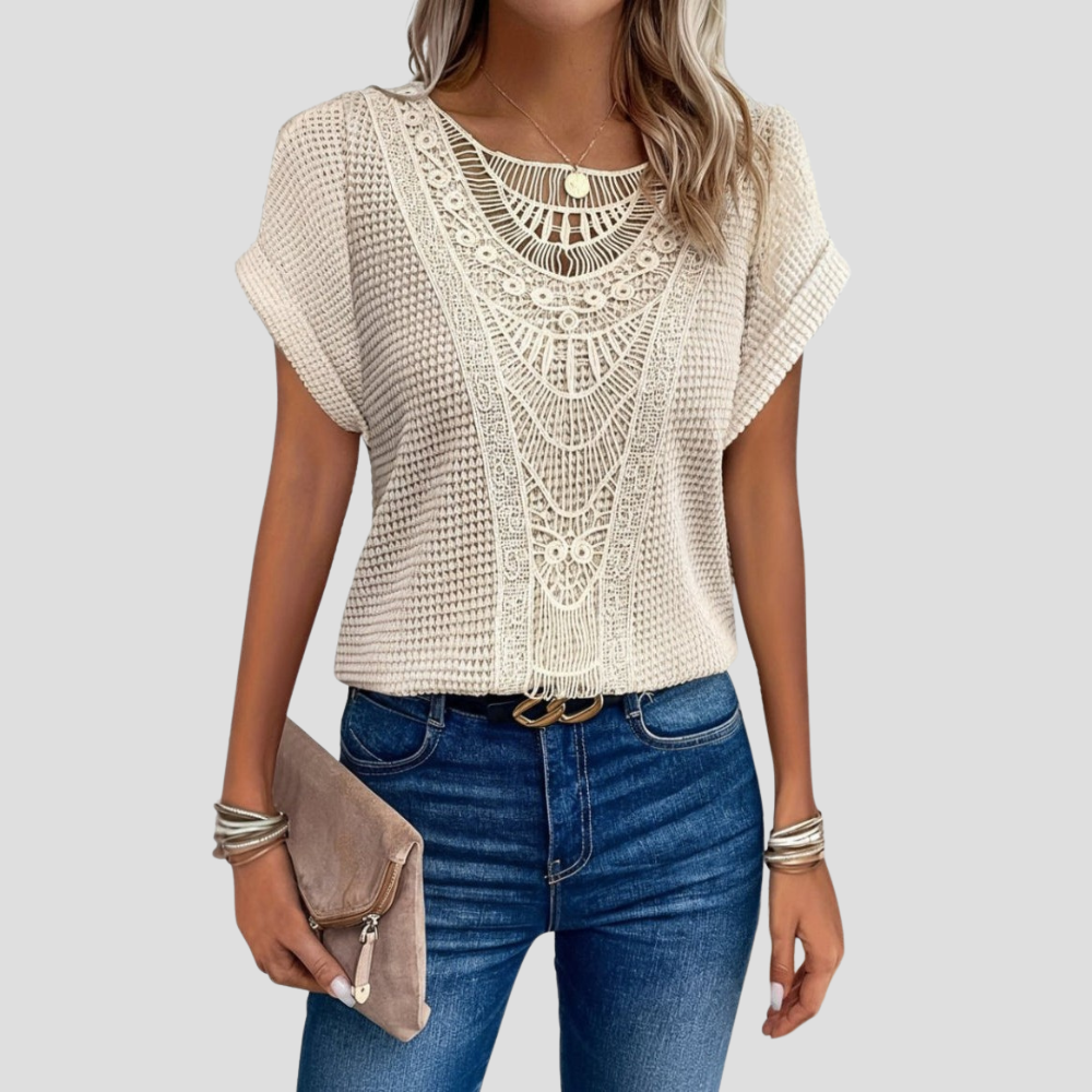 Damen T-Shirt mit Rundhalsausschnitt, kurzärmelig, locker fallend, lässiges Alltagsoberteil