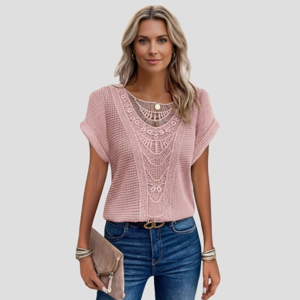 Damen T-Shirt mit Rundhalsausschnitt, kurzärmelig, locker fallend, lässiges Alltagsoberteil