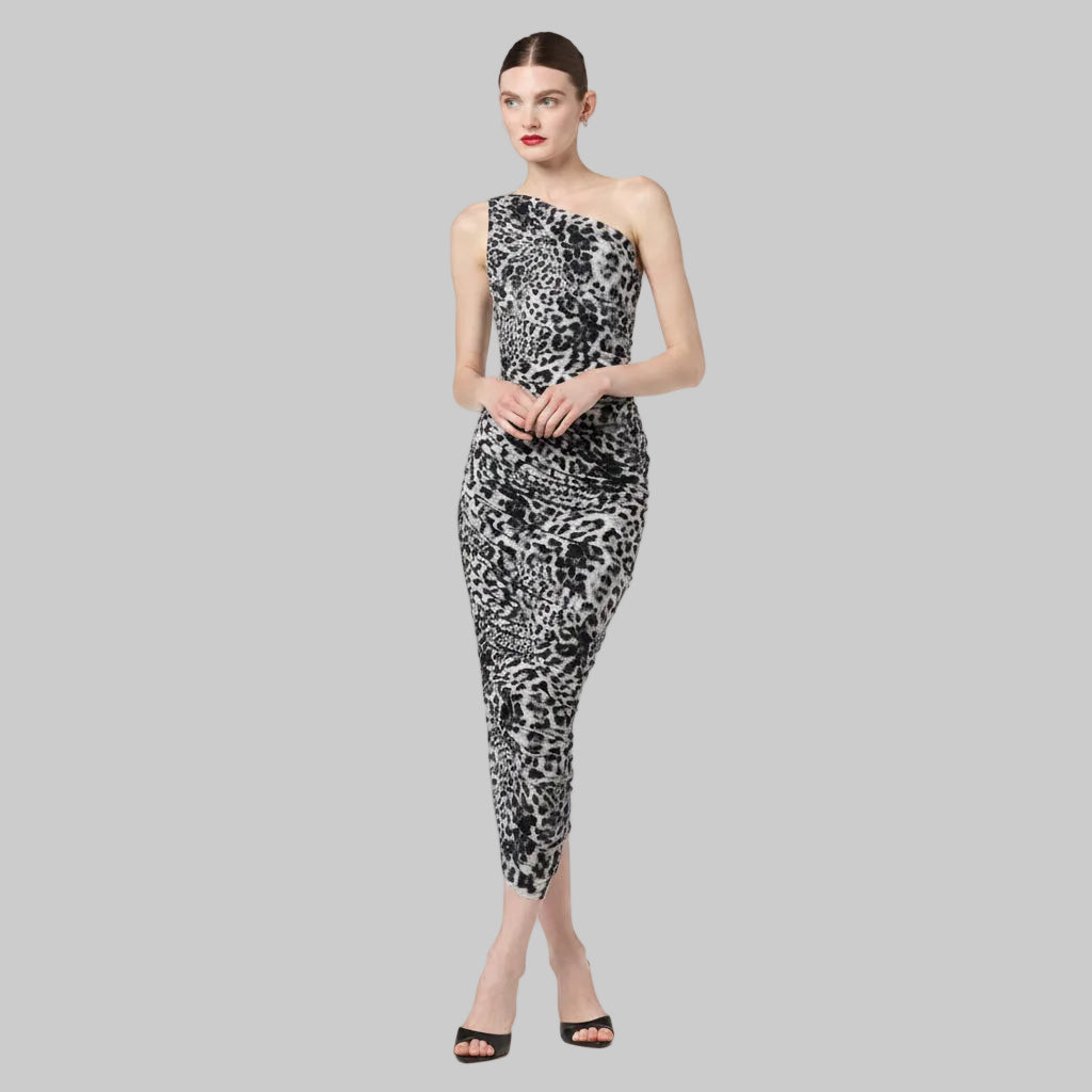 Ein-Schulter-Kleid mit Animal-Print – Elegantes Abendkleid