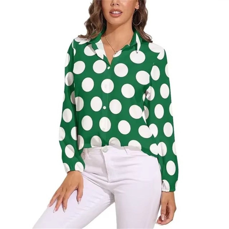 Vintage Bluse mit Polka Dots – Langärmliges Freizeitshirt