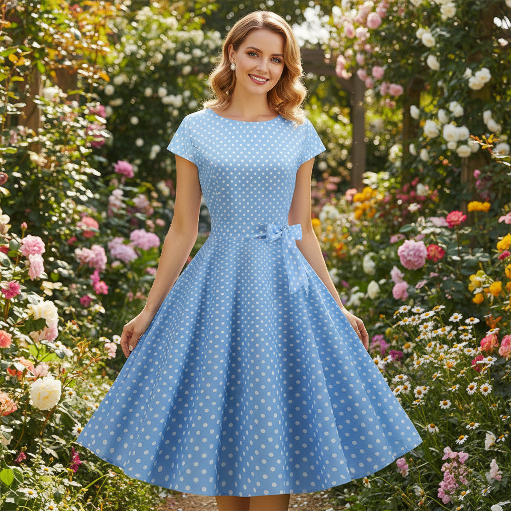 Retrodot Midikleid – Zeitloser Vintage-Charme