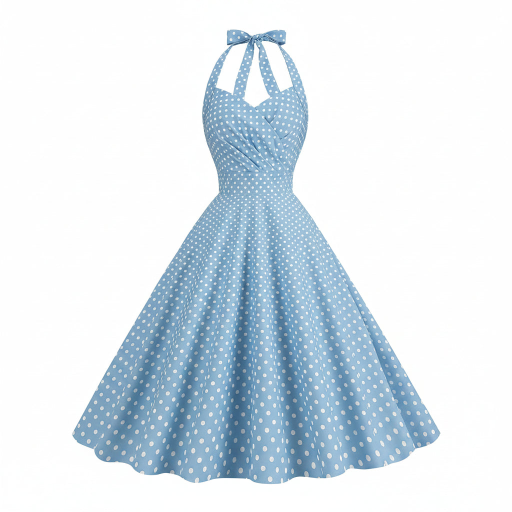 Polkadiva Kleid – Vintage Halter Eleganz