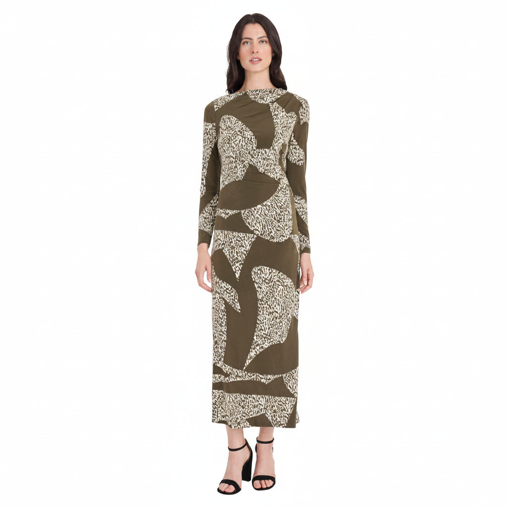 Maxikleid mit langen Ärmeln – Eleganz im Animal-Print
