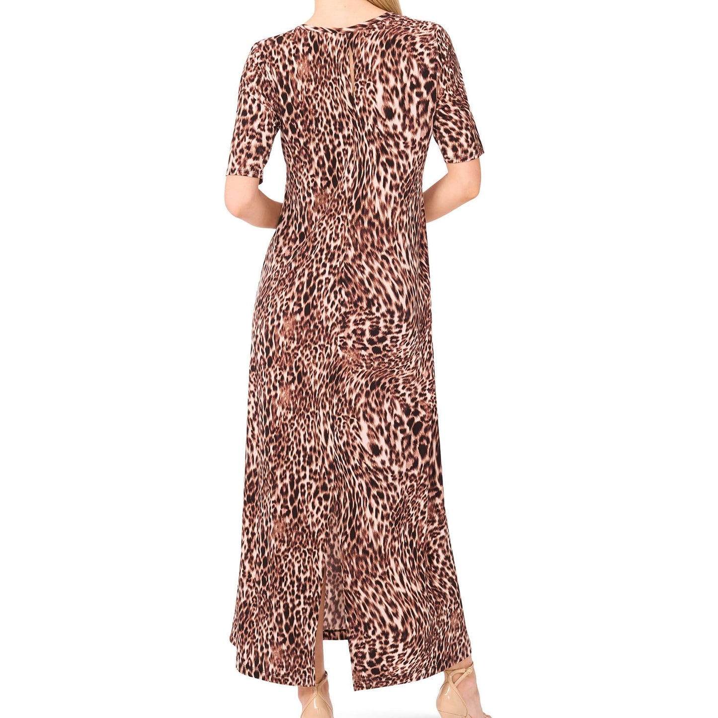 Maxikleid mit 3/4-Ärmeln – Eleganz im Animal Print