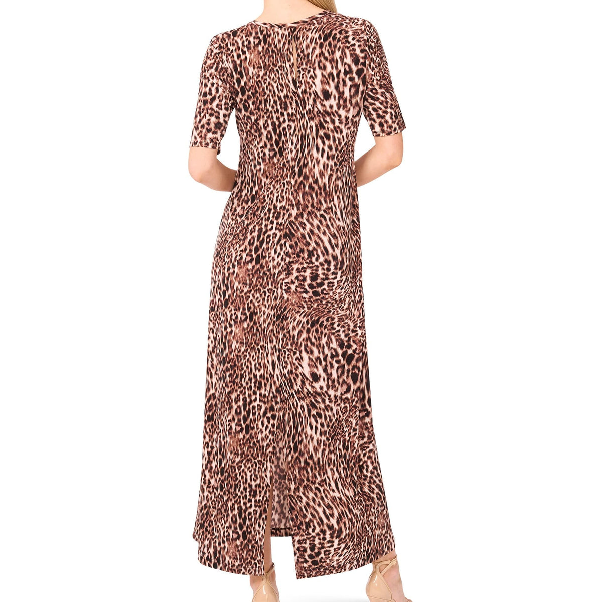 Maxikleid mit 3/4-Ärmeln – Eleganz im Animal Print