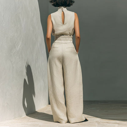Minimalist Linen Stand Collar Set
