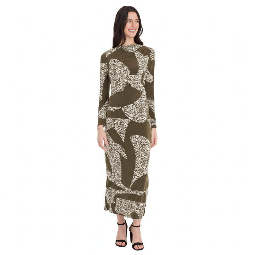 Maxikleid mit langen Ärmeln – Eleganz im Animal-Print