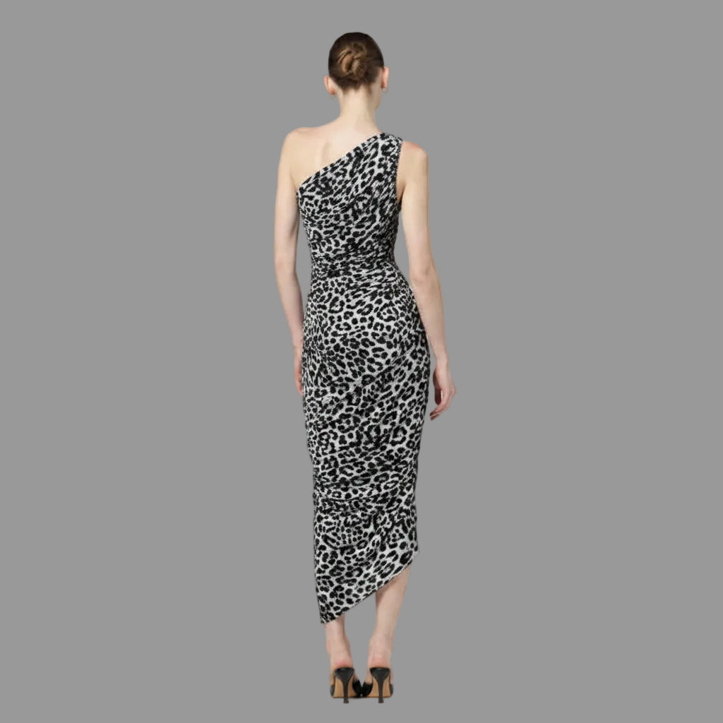 Ein-Schulter-Kleid mit Animal-Print – Elegantes Abendkleid