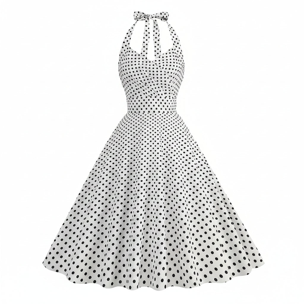 Polkadiva Kleid – Vintage Halter Eleganz