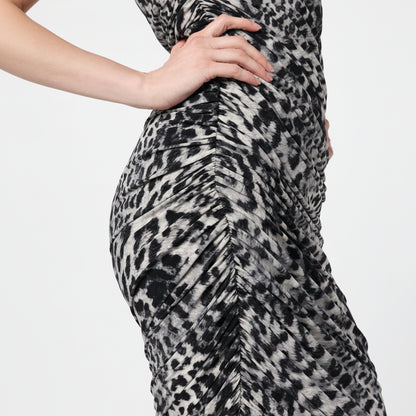 One Shoulder Animal Print Gown – Elegant Evening Dress