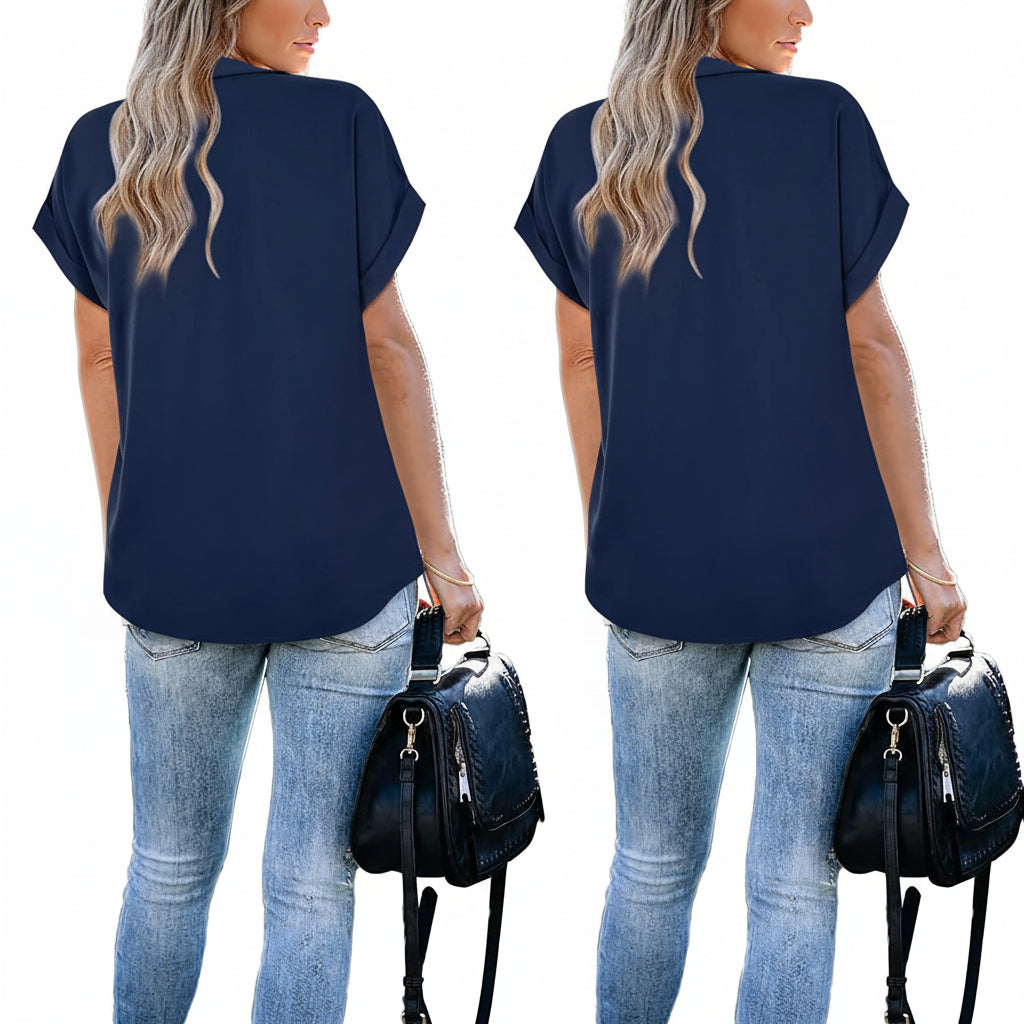 Legere Chiffonbluse mit kurzen Ärmeln