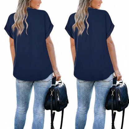 Casual Short Sleeve Chiffon Blouse