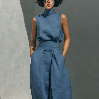 Minimalist Linen Stand Collar Set