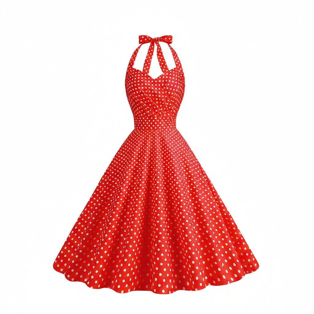 Polkadiva Kleid – Vintage Halter Eleganz