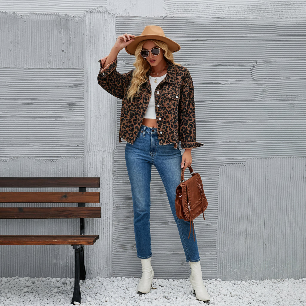 Leoparden-Jeansjacke – Auffälliges Street-Statement