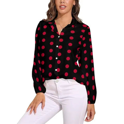 Classic Black & White Polka Dot Vintage Blouse