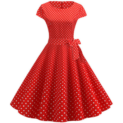 Retrodot Midi Dress – Timeless Vintage Charm