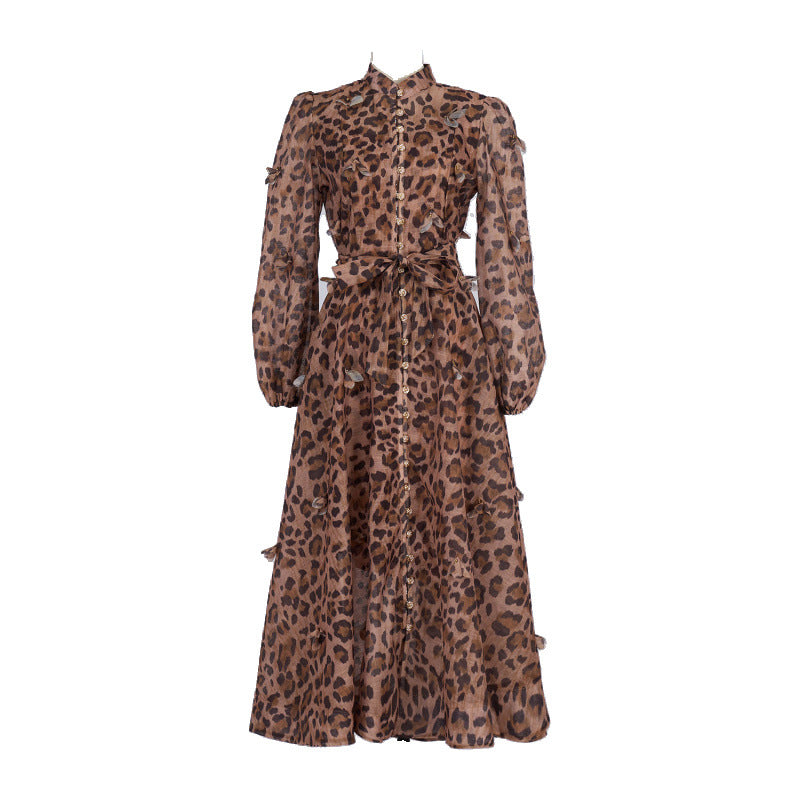 Langärmeliges Hemdkleid mit Blumenmuster – Eleganter französischer Stil