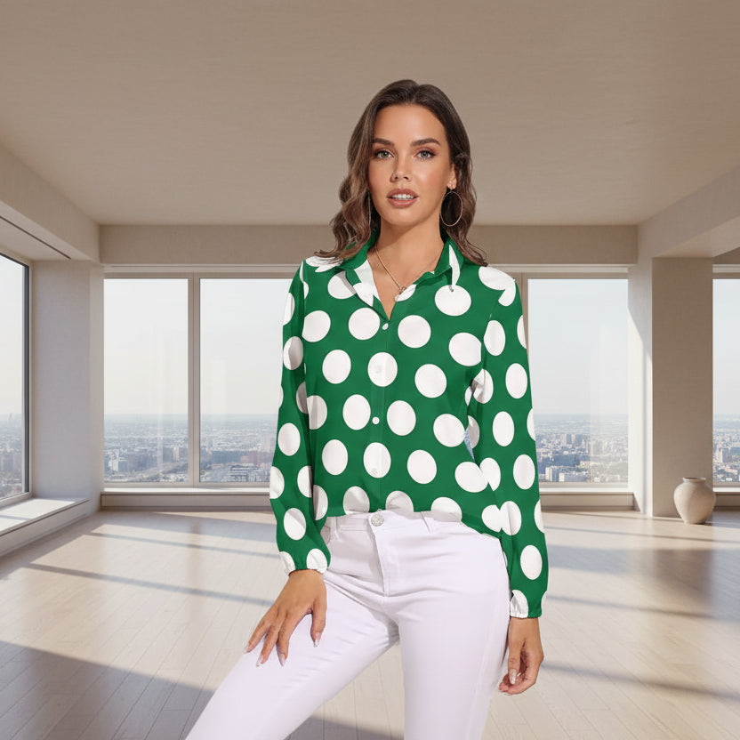 Vintage Bluse mit Polka Dots – Langärmliges Freizeitshirt