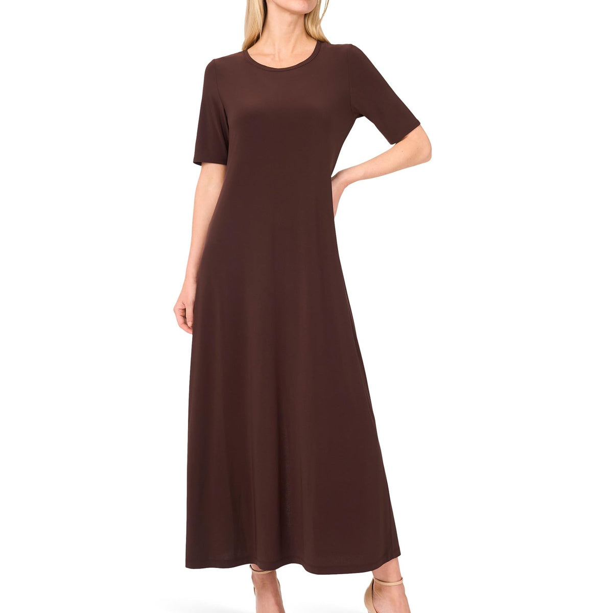 Maxikleid mit 3/4-Ärmeln – Eleganz im Animal Print