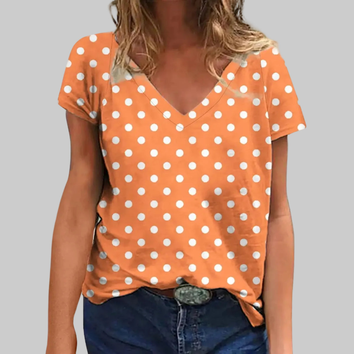 Modernes Polka-Dot-T-Shirt mit kurzen Ärmeln für den täglichen Komfort