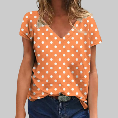 Modern Polka Dot Short Sleeve T-Shirt for Everyday Comfort
