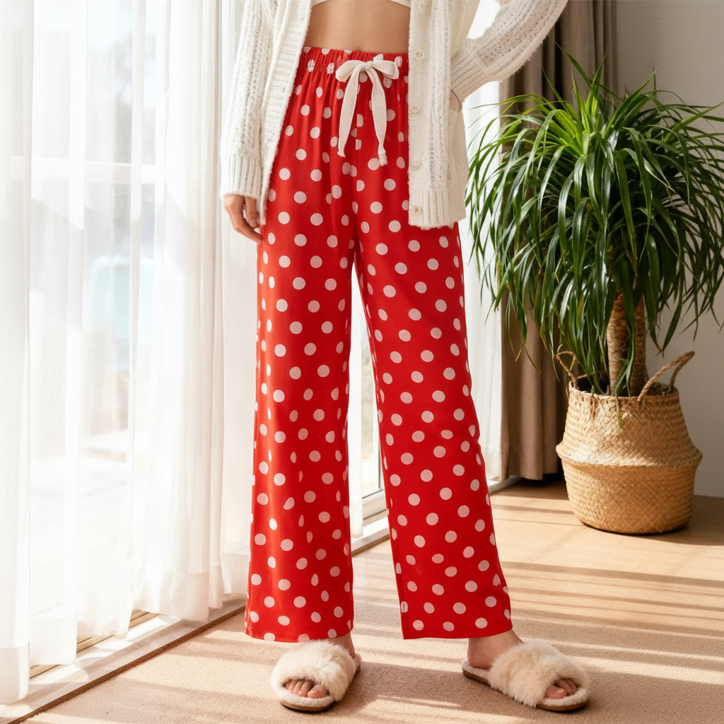 Weiche Polka-Dot-Hose mit geradem Schnitt für lässiges Alltagsloungen