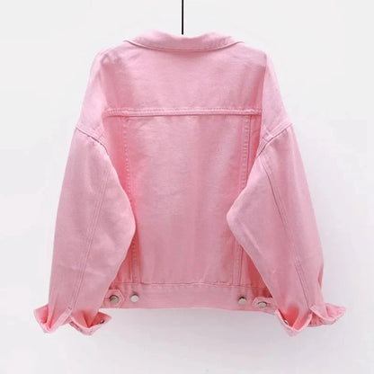 Women Oversized Classic Denim Jacket Relaxed Fit