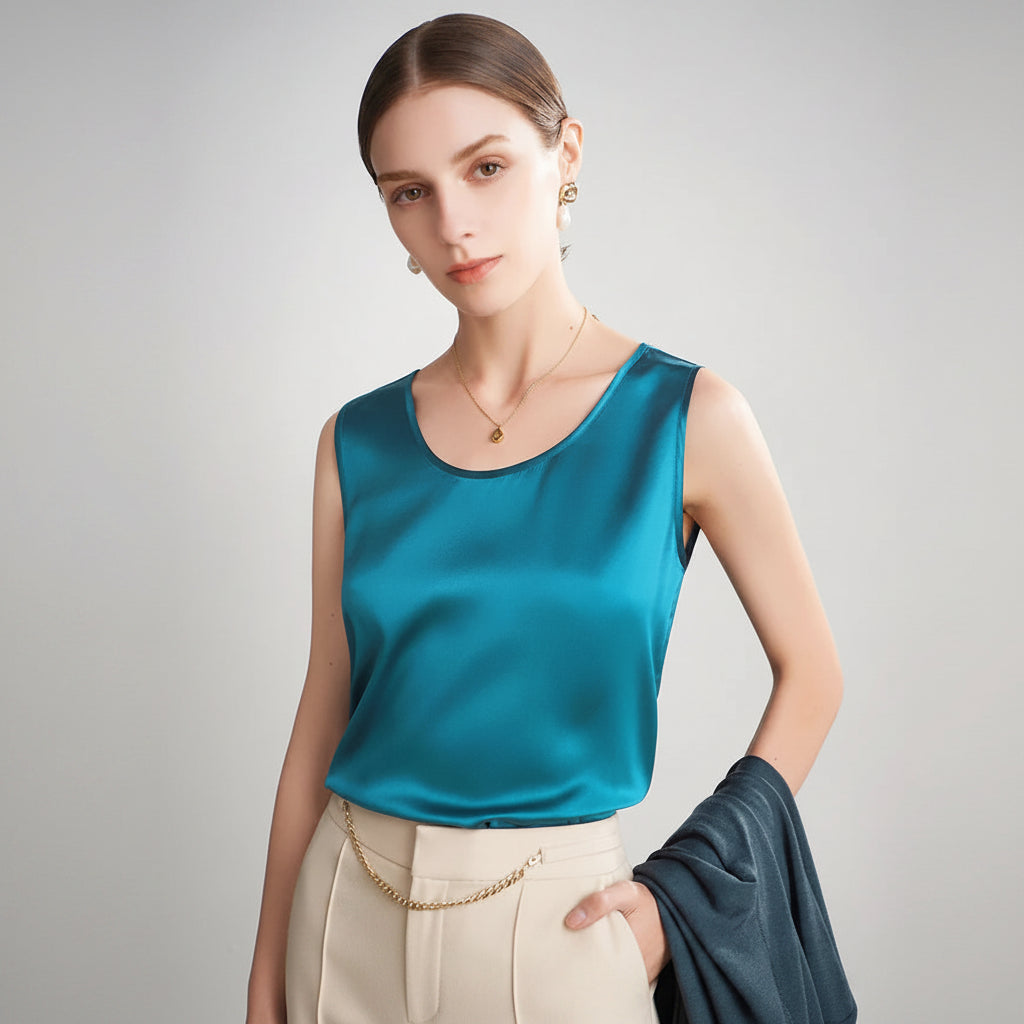 Elegantes ärmelloses T-Shirt mit Rundhalsausschnitt für legere Mode