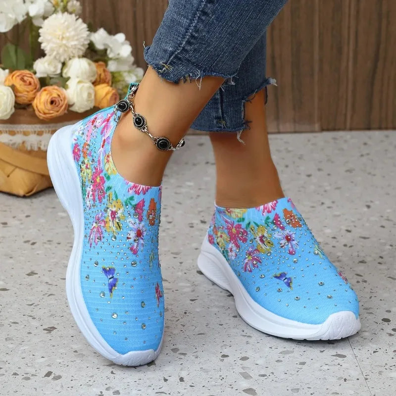 Blumenmuster Strick-Sneaker