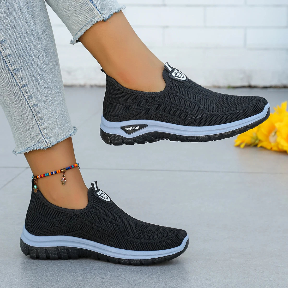 Atmungsaktive Strick-Slipper-Sneaker