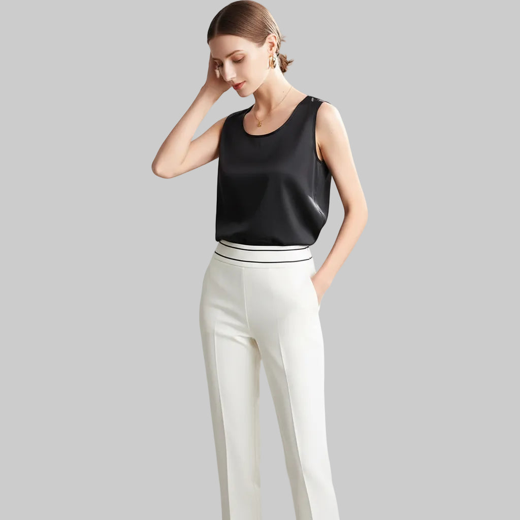 Graceful Sleeveless O Neck T Shirt for Casual Fashion