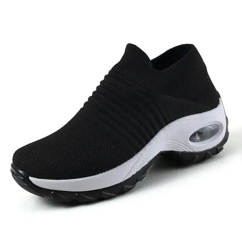 Atmungsaktive Strick-Plateau-Slipper
