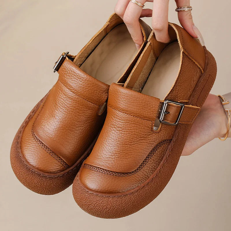 Premium Lederriemen Schlupfschuhe mit Schnalle