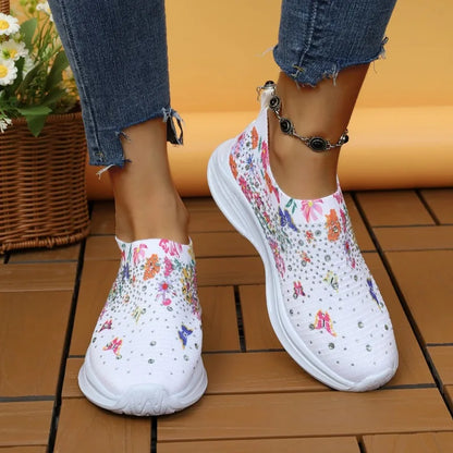 Blumenmuster Strick-Sneaker