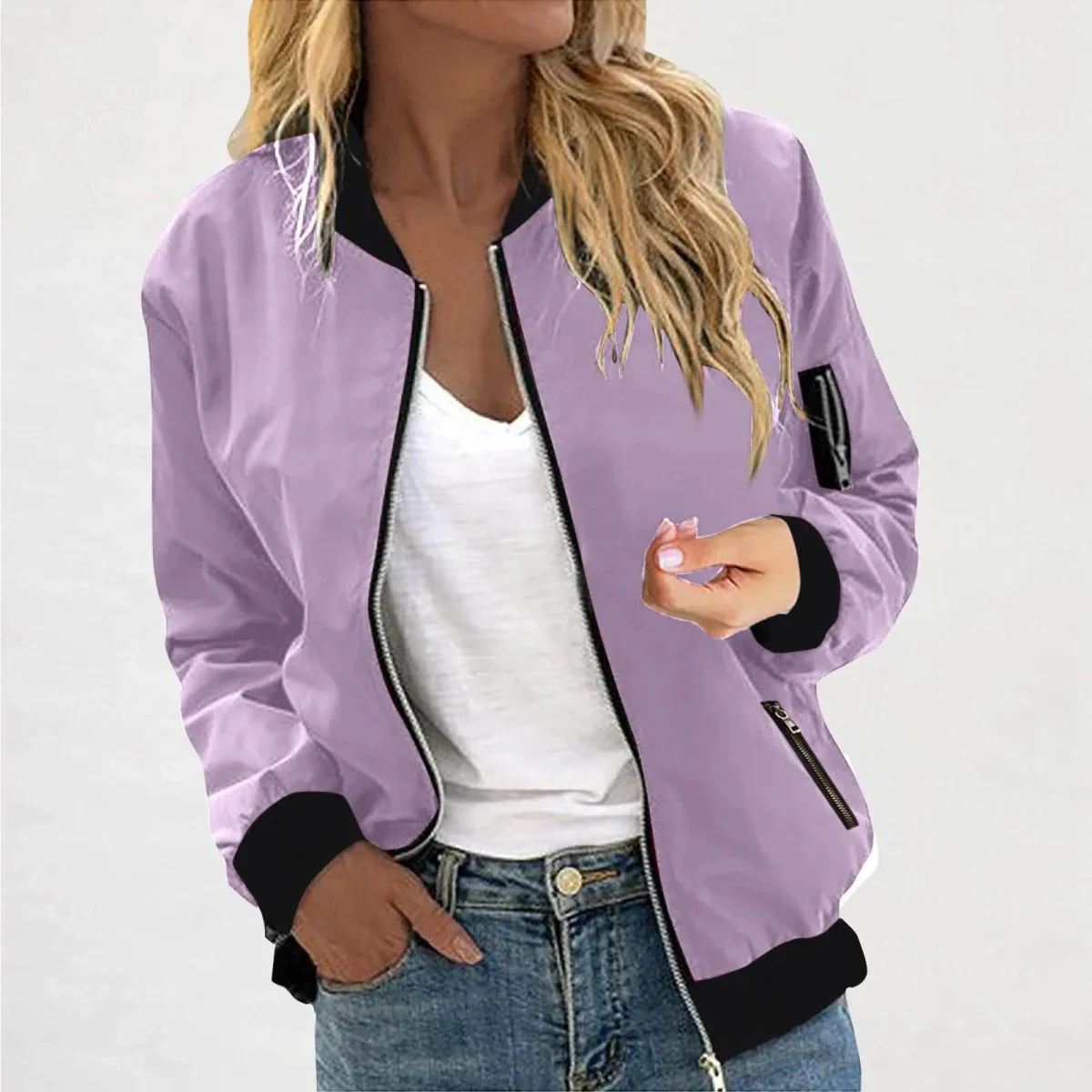 Lightweight Zip Up Slim Fit Bomber Jacket