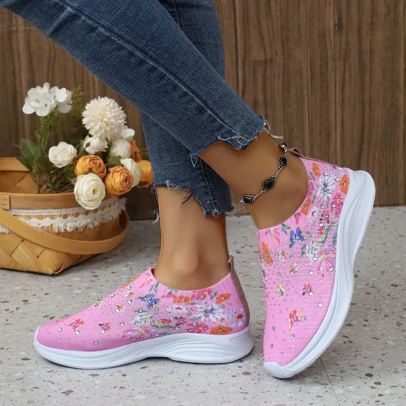 Blumenmuster Strick-Sneaker