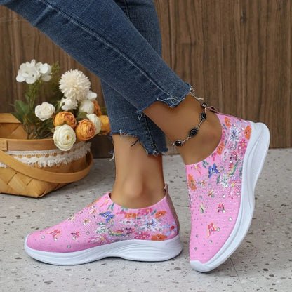 Blumenmuster Strick-Sneaker