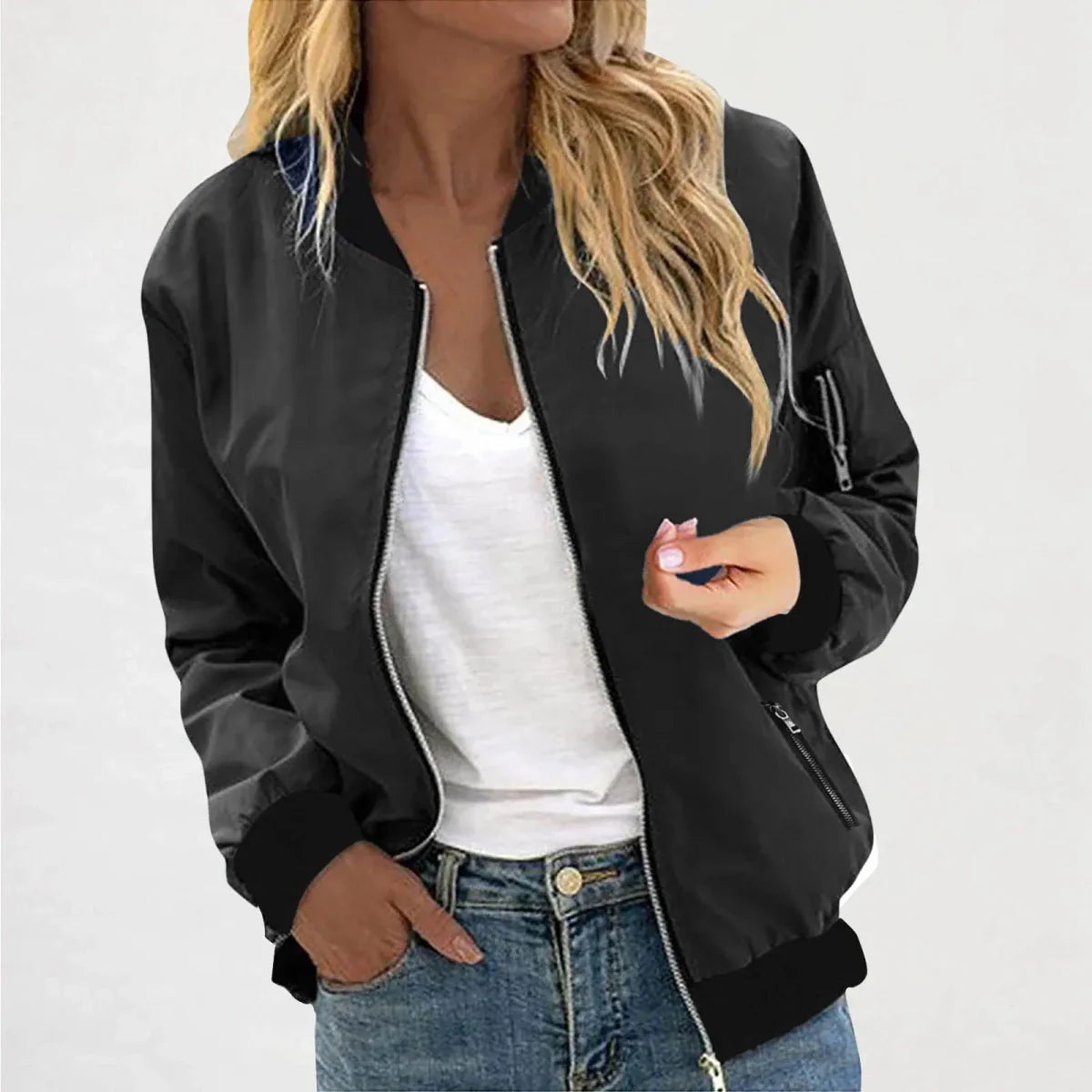 Lightweight Zip Up Slim Fit Bomber Jacket