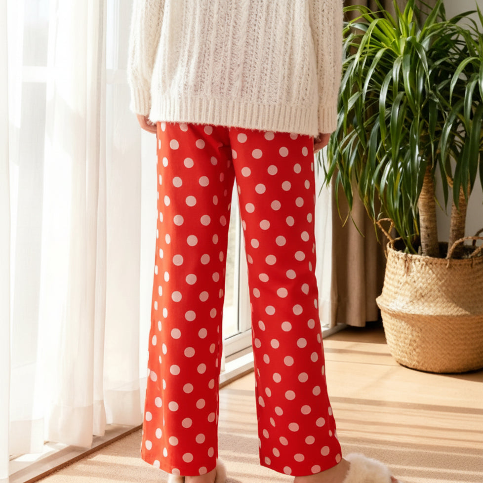 Weiche Polka-Dot-Hose mit geradem Schnitt für lässiges Alltagsloungen