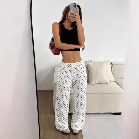 Elegant Loose Fit Polka Dot Pants for Comfortable Chic Looks