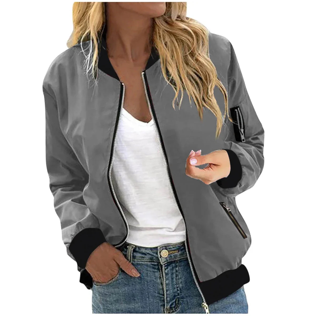 Lightweight Zip Up Slim Fit Bomber Jacket