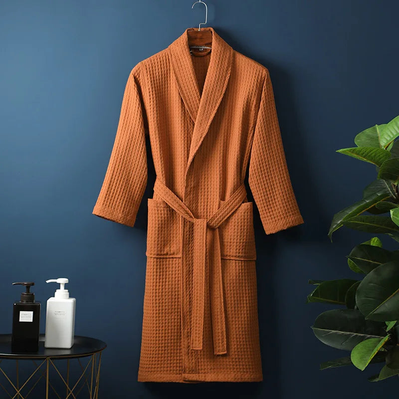 Comfortable Breathable Waffle Bathrobe for Cozy Morning Routine
