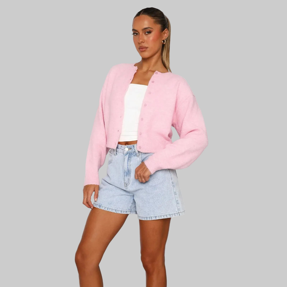 Premium Strick-Cardigan mit lässiger gerader Silhouette